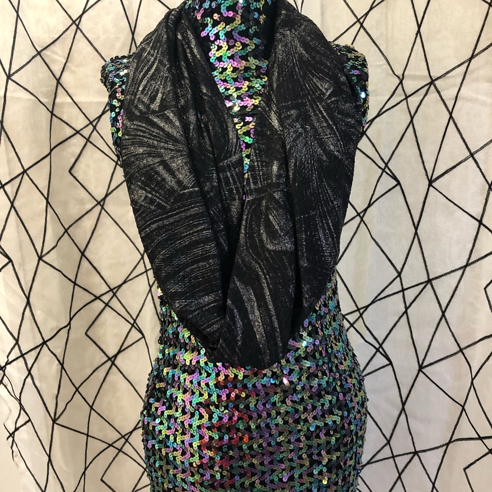 Black and Sliver Shine Infinity Wrap Scarf